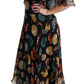 Elegant Sea Shells Print Silk Midi Dress