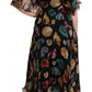 Elegant Sea Shells Print Silk Midi Dress