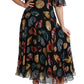 Elegant Sea Shells Print Silk Midi Dress