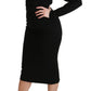Elegant Black Bodycon Sheath Midi Dress