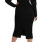 Elegant Black Bodycon Sheath Midi Dress