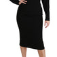 Elegant Black Bodycon Sheath Midi Dress
