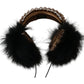 Gold Black Crystal Embellished Headphones