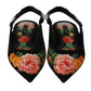 Multicolor Floral Slingback Sandals with Crystals