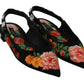 Multicolor Floral Slingback Sandals with Crystals