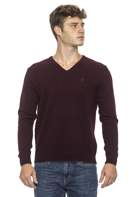 Burgundy Recycled Wool Men Sweater