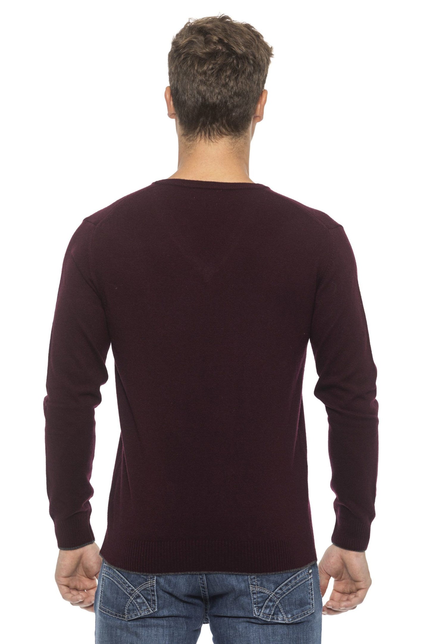 Burgundy Recycled Wool Men Sweater