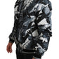 Black Banana Leaf Print Bomber Jacket