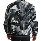 Black Banana Leaf Print Bomber Jacket