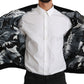 Black Banana Leaf Print Bomber Jacket