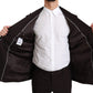 Elegant Brown Wool-Silk Men's Suit