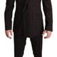 Elegant Brown Wool-Silk Men's Suit