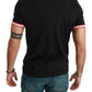 Sleek Black Cotton Tee with Unique Motif
