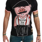 Sleek Black Cotton Tee with Unique Motif
