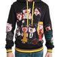 Chic Black Multicolor Motive Hooded Sweater