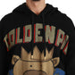 Elegant Hooded Pullover With Regal Motif