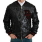 Elegant Black Bomber Jacket with Red Detailing