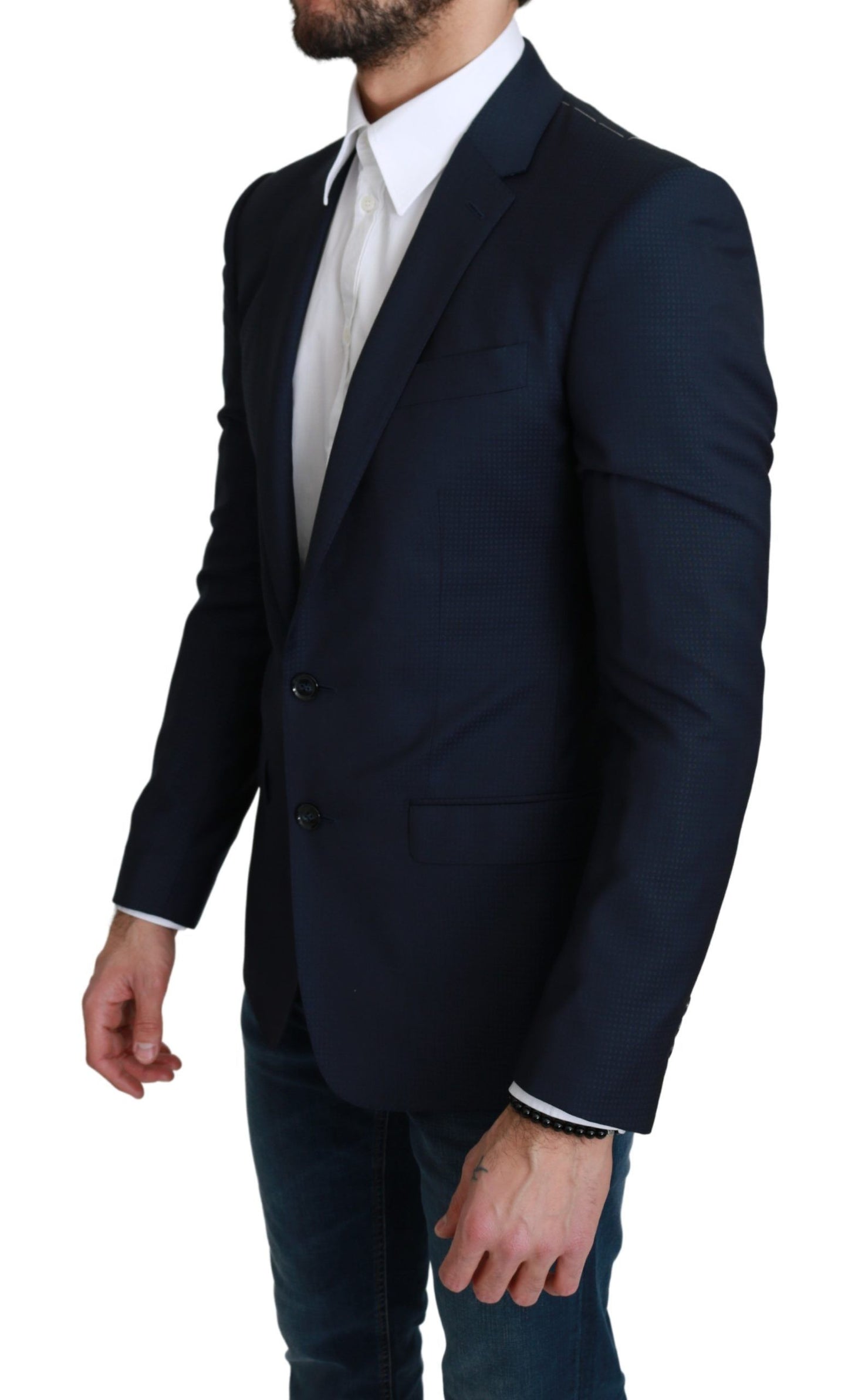 Navy Martini Slim Fit Wool Silk Blazer