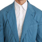 Elegant Blue Cotton Formal Blazer