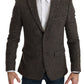 Elegant Brown Slim Fit Wool Blend Blazer