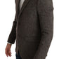 Elegant Brown Slim Fit Wool Blend Blazer