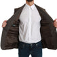 Elegant Brown Slim Fit Wool Blend Blazer