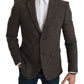 Elegant Brown Slim Fit Wool Blend Blazer