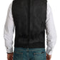 Elegant Black Silk Blend Dress Vest