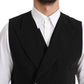 Elegant Black Silk Blend Dress Vest