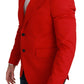Elegant Red Cashmere Slim Fit Blazer
