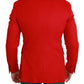 Elegant Red Cashmere Slim Fit Blazer