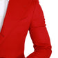 Elegant Red Cashmere Slim Fit Blazer