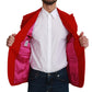 Elegant Red Cashmere Slim Fit Blazer