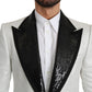 Elegant Monochrome Sequin Lapel Blazer