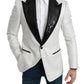 Elegant Monochrome Sequin Lapel Blazer