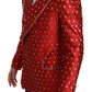 Elegant Red Silk Double Breasted Blazer
