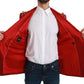 Elegant Red Silk Double Breasted Blazer