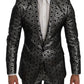 Elegant Blue Silver Slim Fit Suit