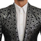 Elegant Blue Silver Slim Fit Suit