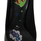 Elegant Embroidered Black Leather Pumps