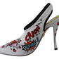 Chic White Multicolor Slingbacks Pumps