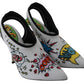 Chic White Multicolor Slingbacks Pumps