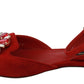 Chic Red Goat Skin Crystal Sandals