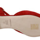 Chic Red Goat Skin Crystal Sandals