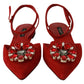 Chic Red Goat Skin Crystal Sandals