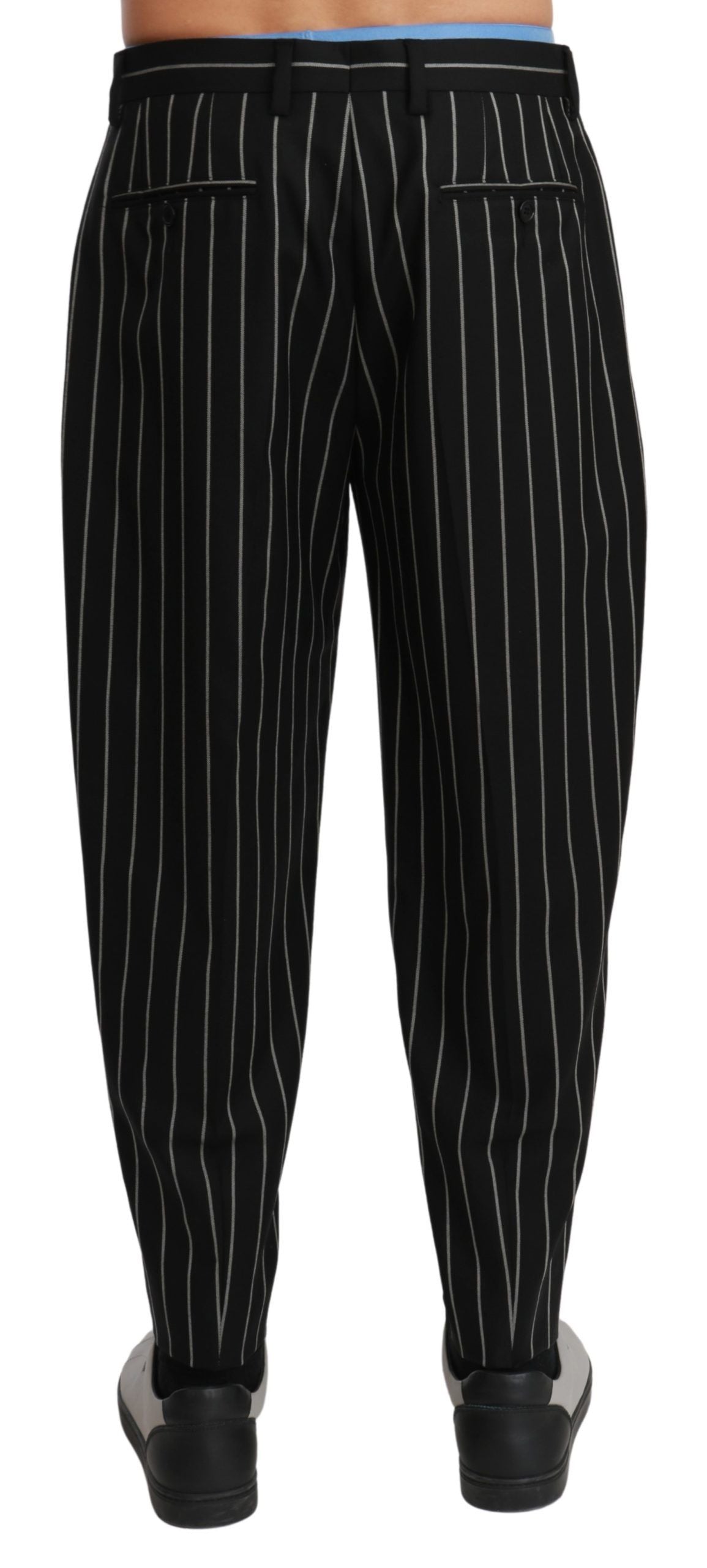 Elegant Striped Casual Wool Pants