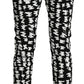 Elegant Black and White Patterned Denim Jeans