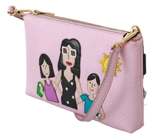 Elegant Pink Leather Clutch with Gold Detailing
