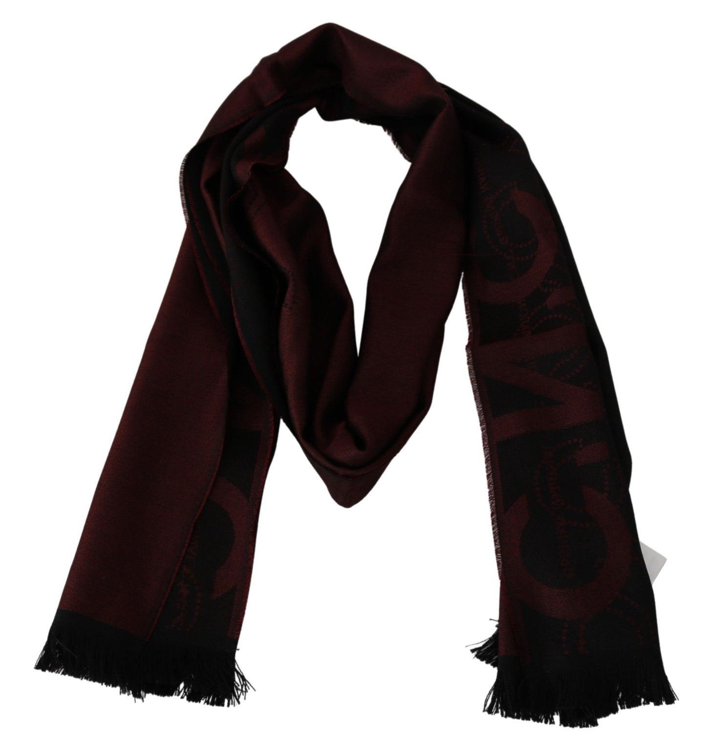 Elegant Maroon Printed Wool-Silk Blend Scarf