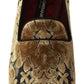 Elegant Blue & Gold Brocade Loafers